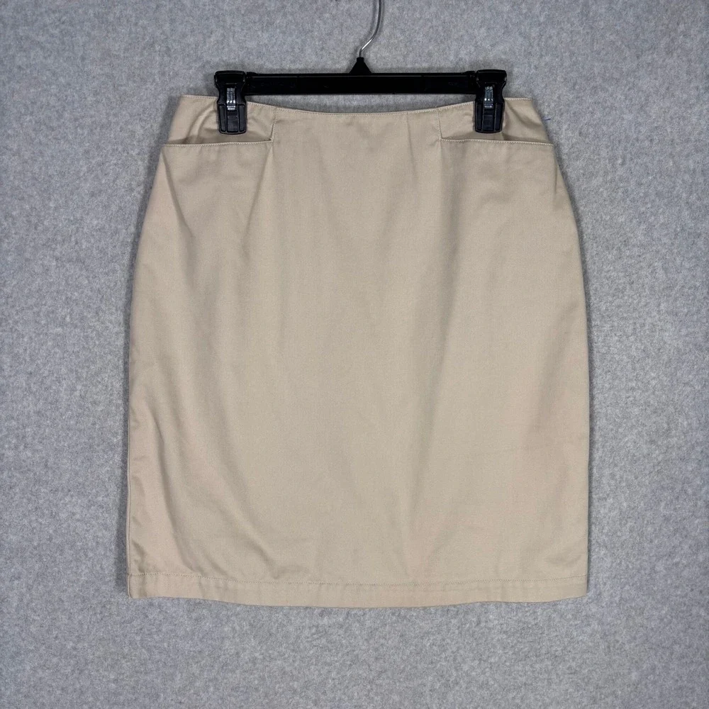Vintage Talbots Skirt 10 Tan Khaki Cotton Twill Career Professional Neutral